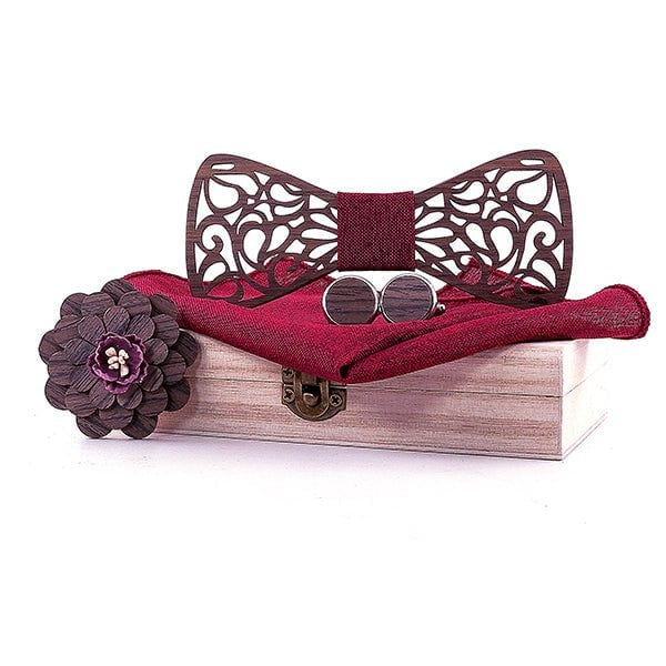 Coffret noeud papillon bois mariage Love, vue 5 sur fond blanc