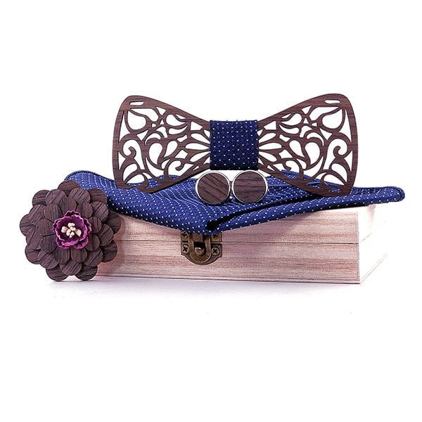 Coffret noeud papillon bois mariage Love, vue 6 sur fond blanc