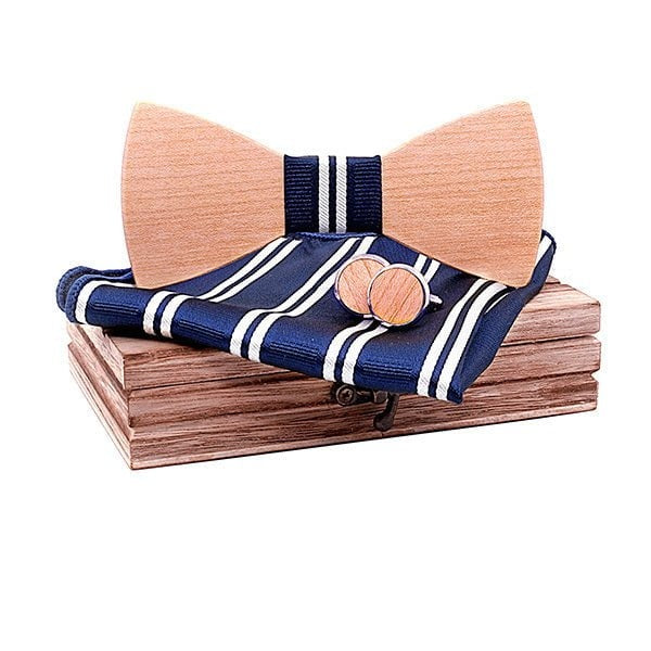 Coffret noeud papillon bois mariage Oak, vue 2 sur fond blanc