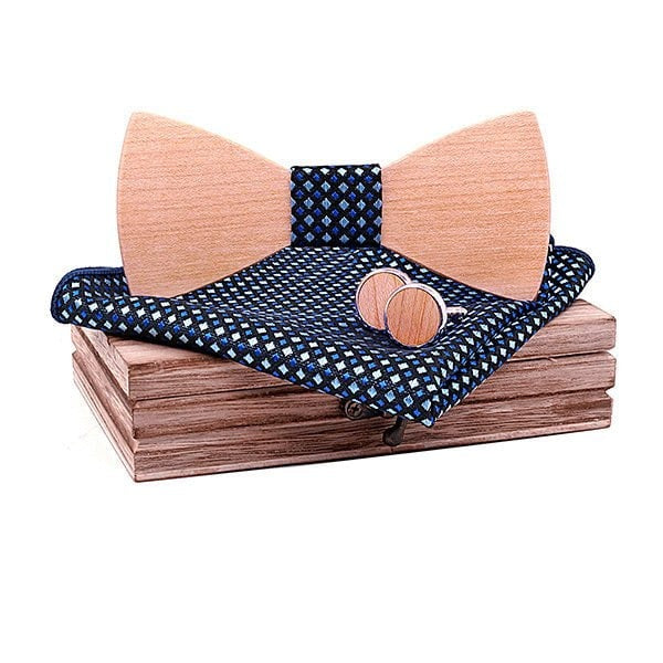 Coffret noeud papillon bois mariage Oak, vue 4 sur fond blanc