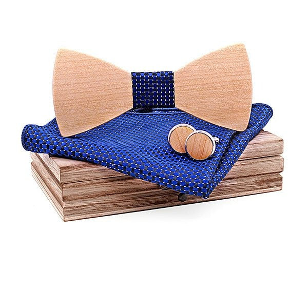 Coffret noeud papillon bois mariage Oak, vue 6 sur fond blanc