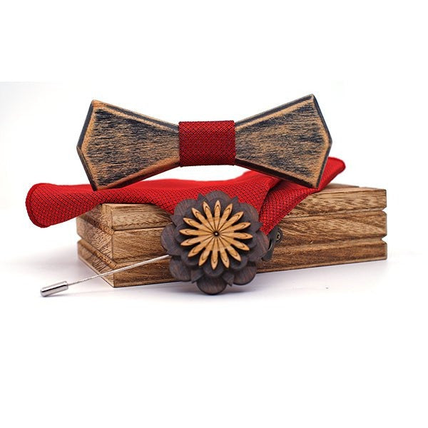 Coffret noeud papillon bois mariage Old, vue 3 sur fond blanc