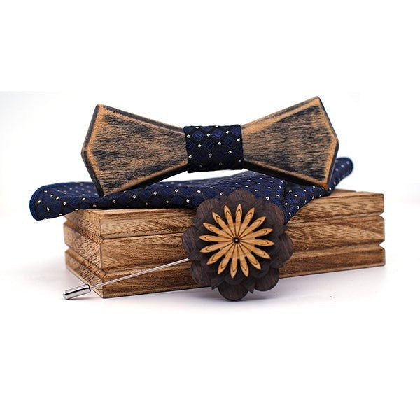Coffret noeud papillon bois mariage Old, vue 6 sur fond blanc
