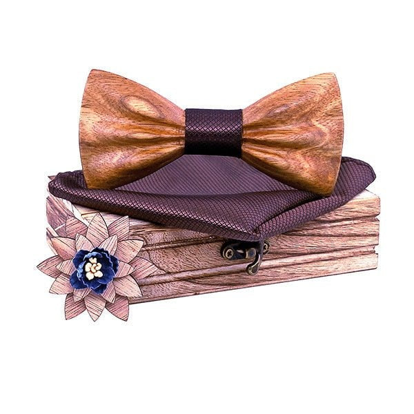 Coffret noeud papillon bois mariage Oldies, vue 11 sur fond blanc