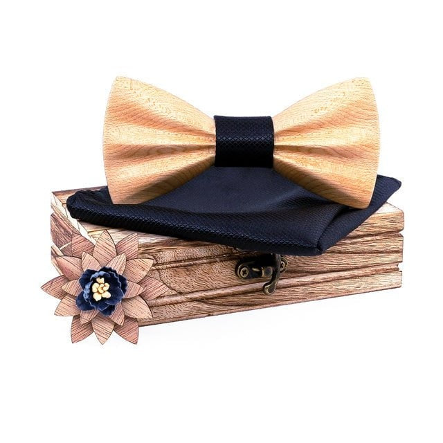 Coffret noeud papillon bois mariage Oldies, vue 16 sur fond blanc