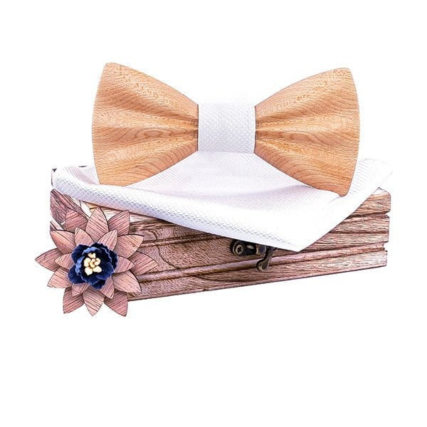Coffret noeud papillon bois mariage Oldies, vue 17 sur fond blanc
