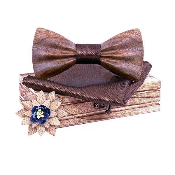 Coffret noeud papillon bois mariage Oldies, vue 2 sur fond blanc
