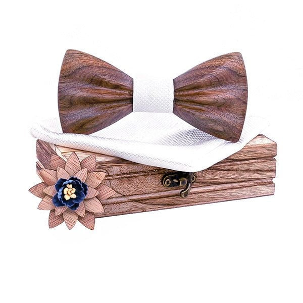Coffret noeud papillon bois mariage Oldies, vue 5 sur fond blanc