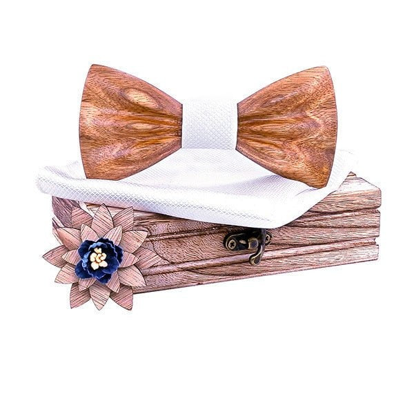 Coffret noeud papillon bois mariage Oldies, vue 8 sur fond blanc