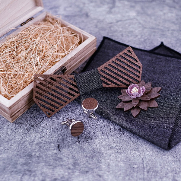 Coffret Noeud Papillon Bois Mariage - Refined