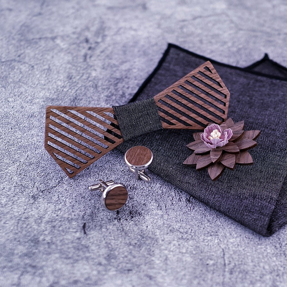 Coffret noeud papillon bois mariage Refined en situation, photo 2