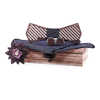 Coffret noeud papillon bois mariage Refined, vue 3 sur fond blanc