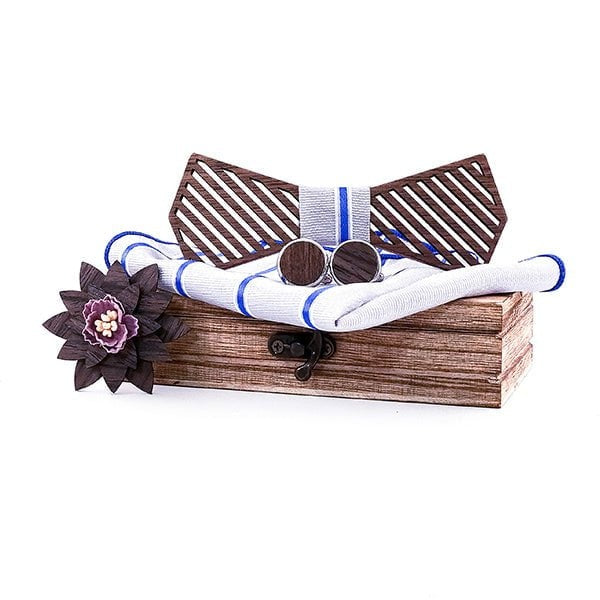 Coffret noeud papillon bois mariage Refined, vue 4 sur fond blanc