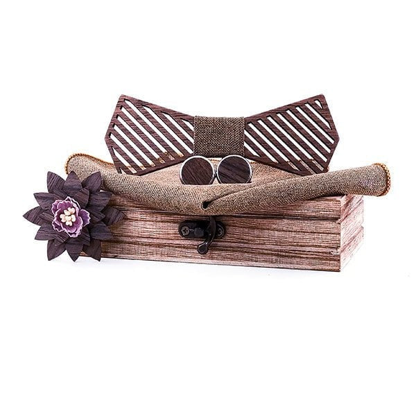 Coffret noeud papillon bois mariage Refined, vue 5 sur fond blanc