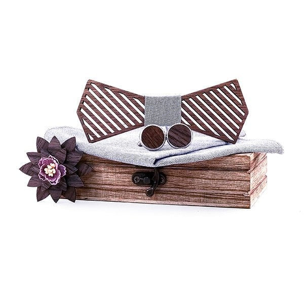Coffret noeud papillon bois mariage Refined, vue 6 sur fond blanc