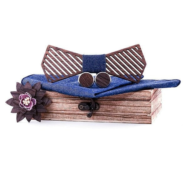 Coffret noeud papillon bois mariage Refined, vue 8 sur fond blanc