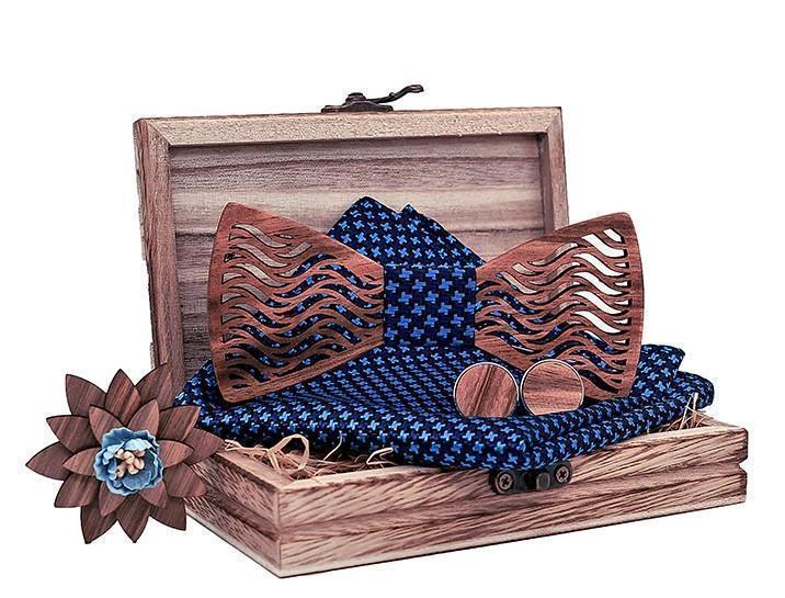 Coffret noeud papillon bois Stripe, vue 6 sur fond blanc