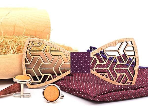 Coffret Noeud Papillon Bois - Tron Rouge