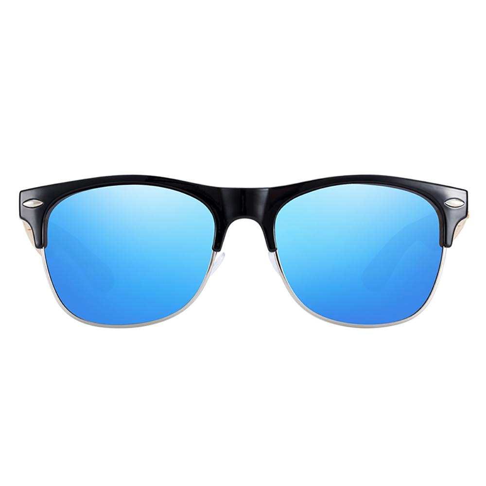 Lunettes en bois clubmaster Ricky Bleu, vue 2 sur fond blanc