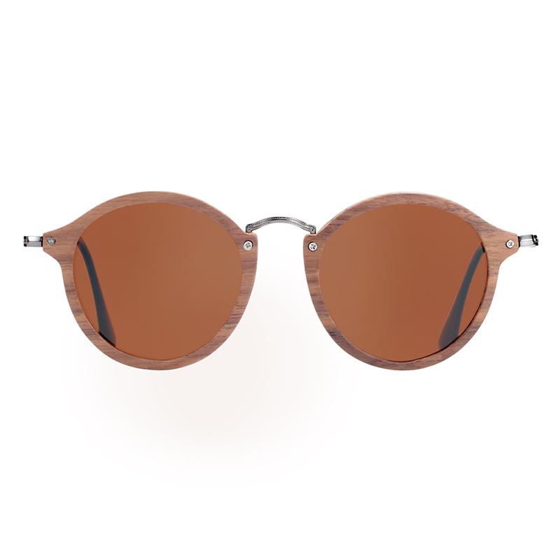 Lunettes en bois ronde Retro Brun, vue 2 sur fond blanc