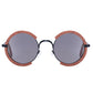 Lunettes en bois ronde Steam Noyer, vue 2 sur fond blanc
