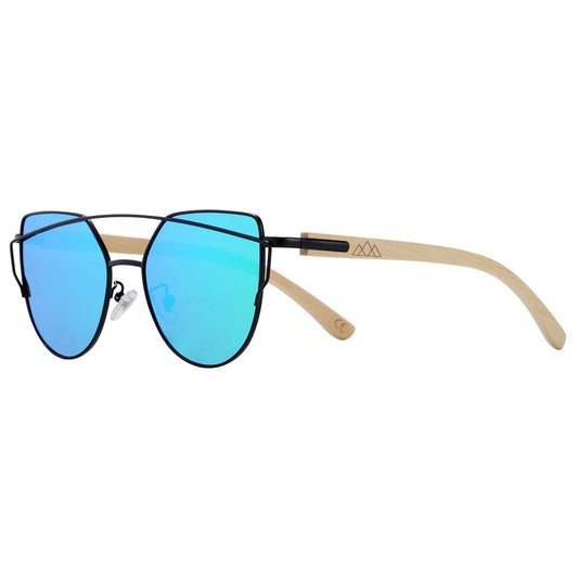 Bleu/Vert Lunettes en Bois - Aviator
