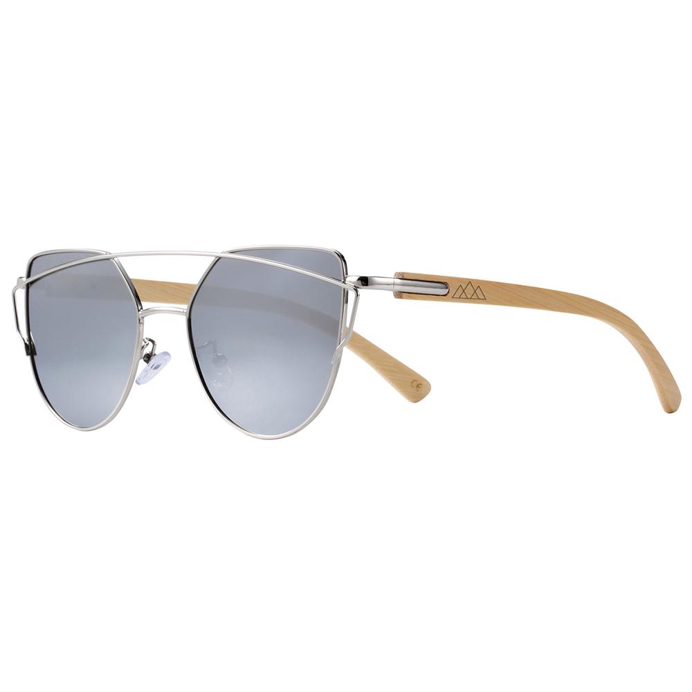 Gris Lunettes en Bois - Aviator