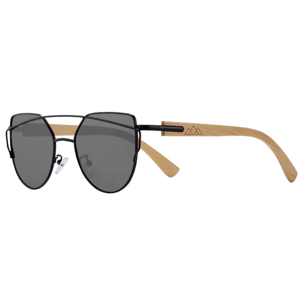 Noir Lunettes en Bois - Aviator