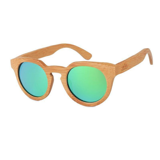 Bleu Lunettes en Bois - Retro Bambou