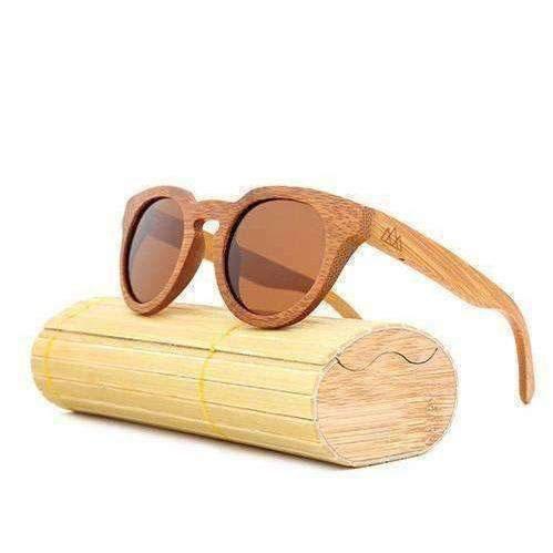 Brun Lunettes en Bois - Retro Bambou