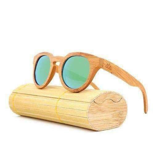Vert Lunettes en Bois - Retro Bambou