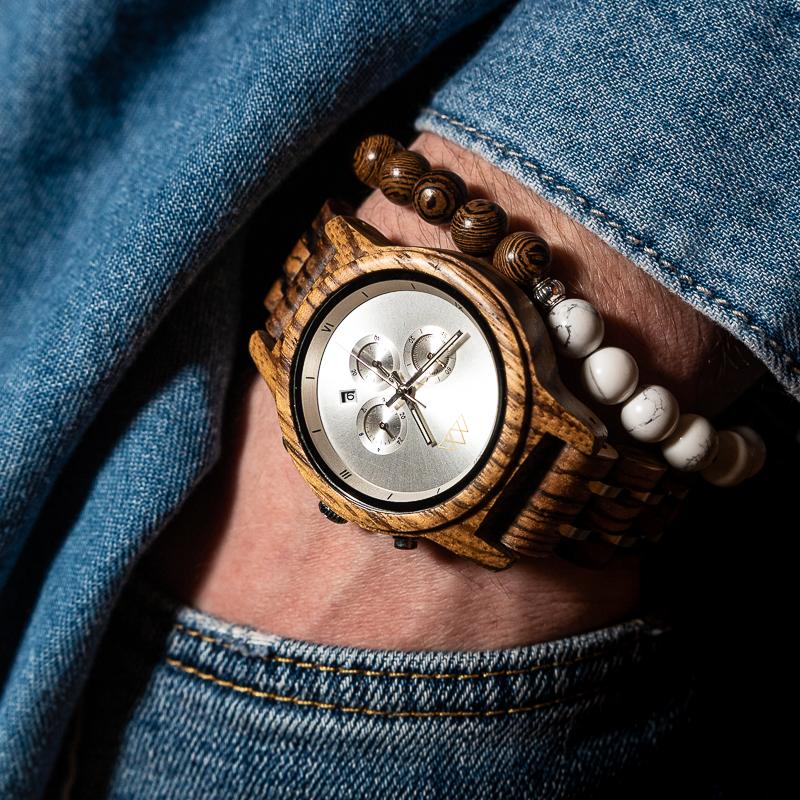Montre bois d'argent Outdoor Silver en situation, photo 3