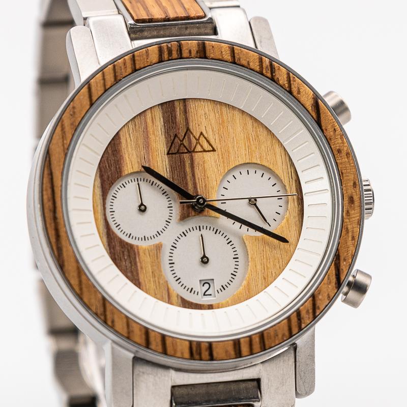 Montre en bois homme Lux Marshal Silver en situation, photo 2