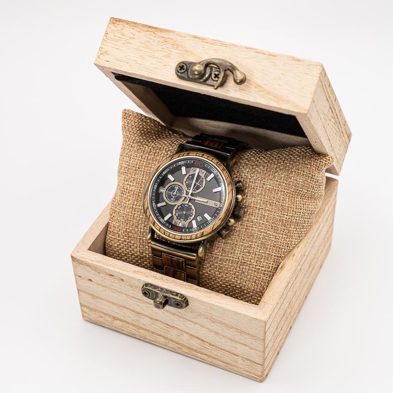 Montre en bois homme Paris Kao, vue 2 sur fond blanc