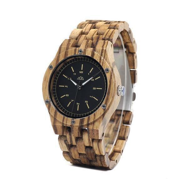 Montre en bois homme suisse Zebra Daily, vue 2 sur fond blanc