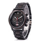 Montre en bois sport noire Indiana Black, vue 2 sur fond blanc