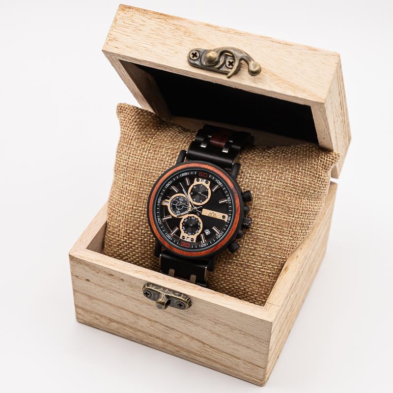 Montre en bois suisse homme Griffed, vue 2 sur fond blanc