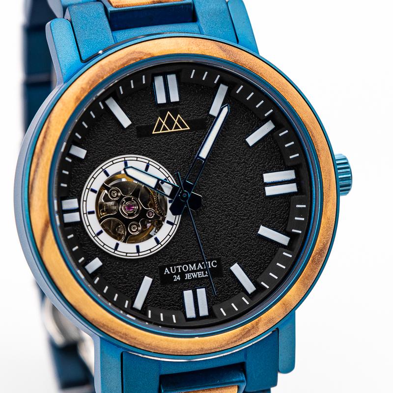 Montre en Bois Homme Bleu sport