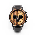 Montre en Bois Homme Bracelet Cuir - Zebra Marshal Cuir