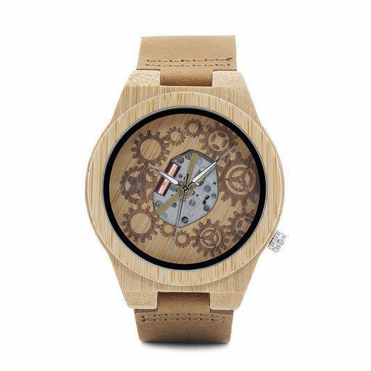 Montre en Bois Homme Squelette