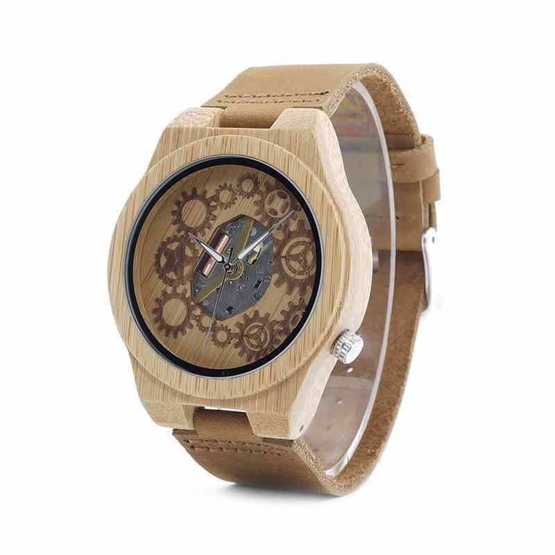 Montre en Bois Homme Squelette