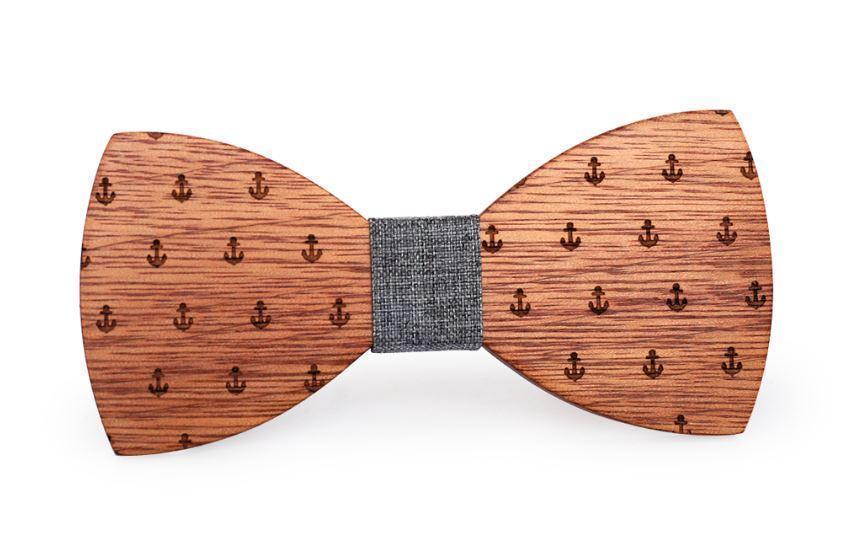 Noeud papillon bois Ancre, vue 3 sur fond blanc