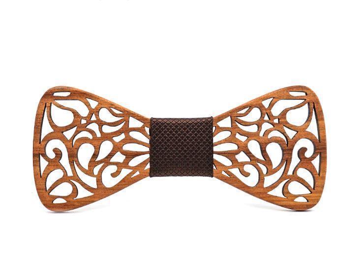 Noeud papillon bois homme Koï, vue 3 sur fond blanc