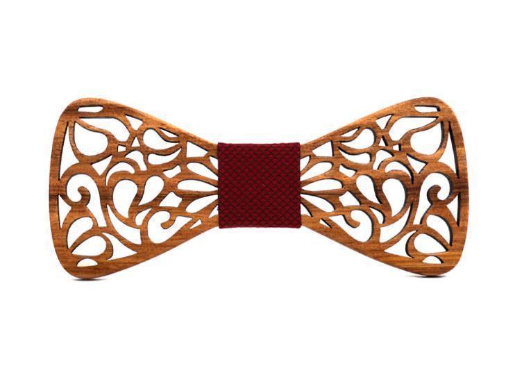 Noeud papillon bois homme Koï, vue 9 sur fond blanc