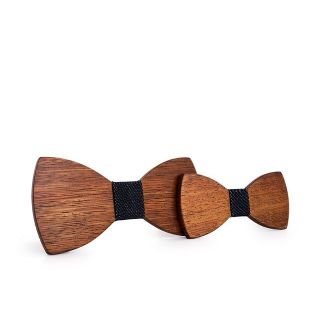 Noeud papillon bois père fils Ambre, vue 14 sur fond blanc