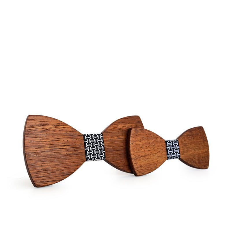 Noeud papillon bois père fils Ambre, vue 5 sur fond blanc