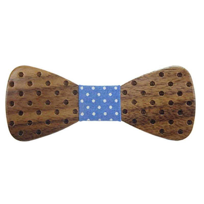 Noeud Papillon en Bois Enfant - Ramosa Bleu/Pois-Blanc