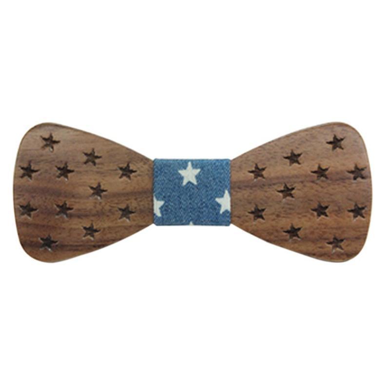 Noeud Papillon en Bois Enfant - Ramosa Etoiles/Blanc-Bleu