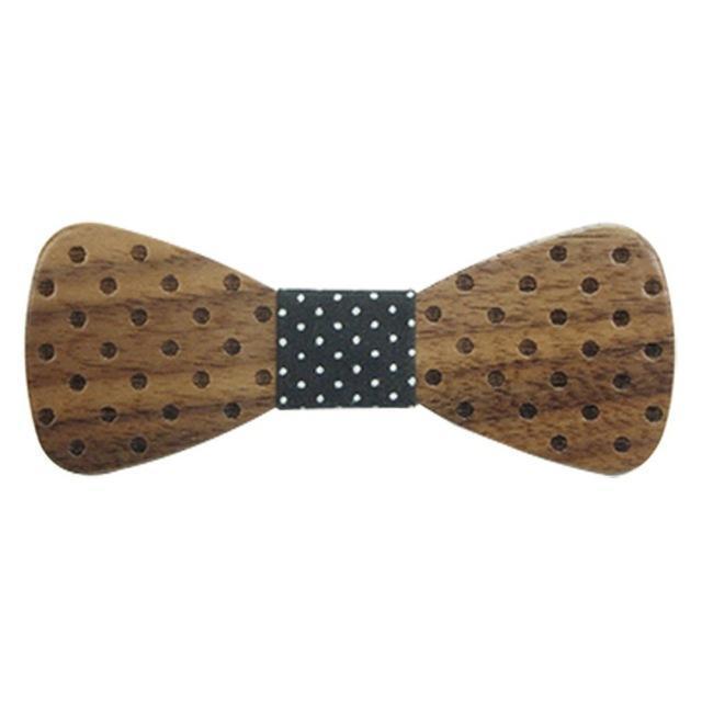 Noeud Papillon en Bois Enfant - Ramosa Noir/Pois-Balnc