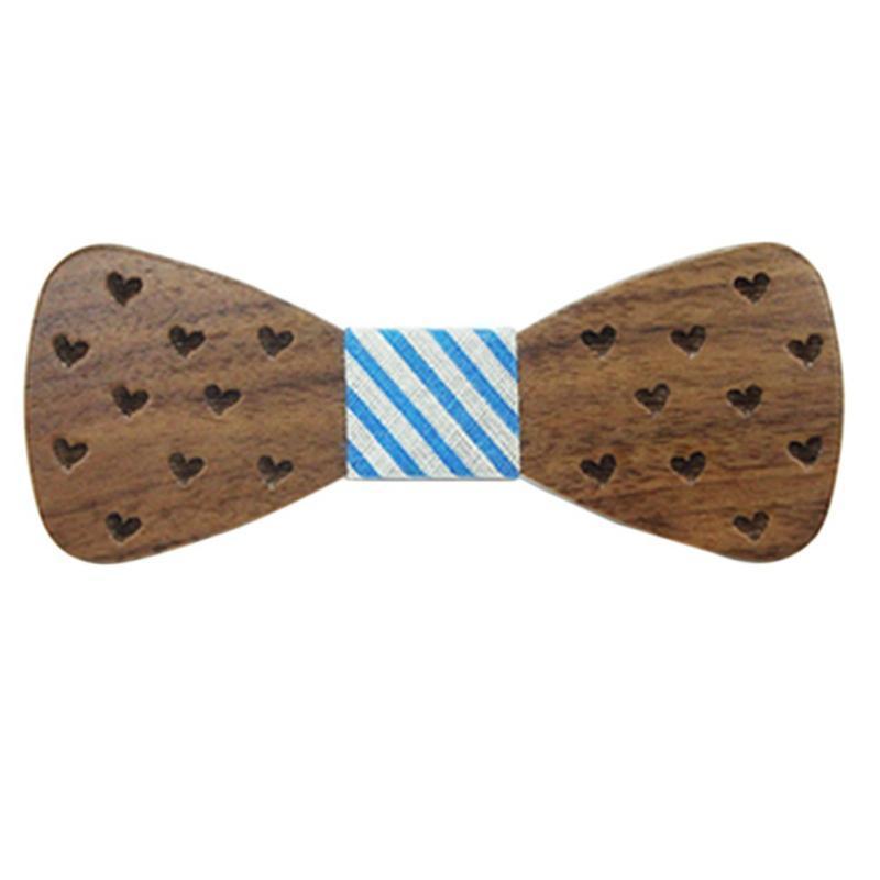 Noeud Papillon en Bois Enfant - Ramosa Rayures/Blanc-Bleu